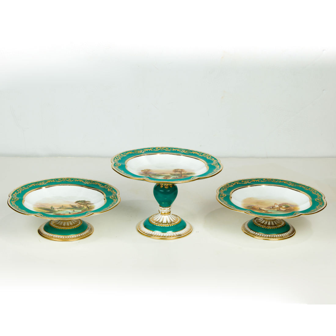 Appraisal: LOT OF SALOPIAN COALPORT PORCELAIN TOPOGRAPHICAL DESSERT STANDS lot of