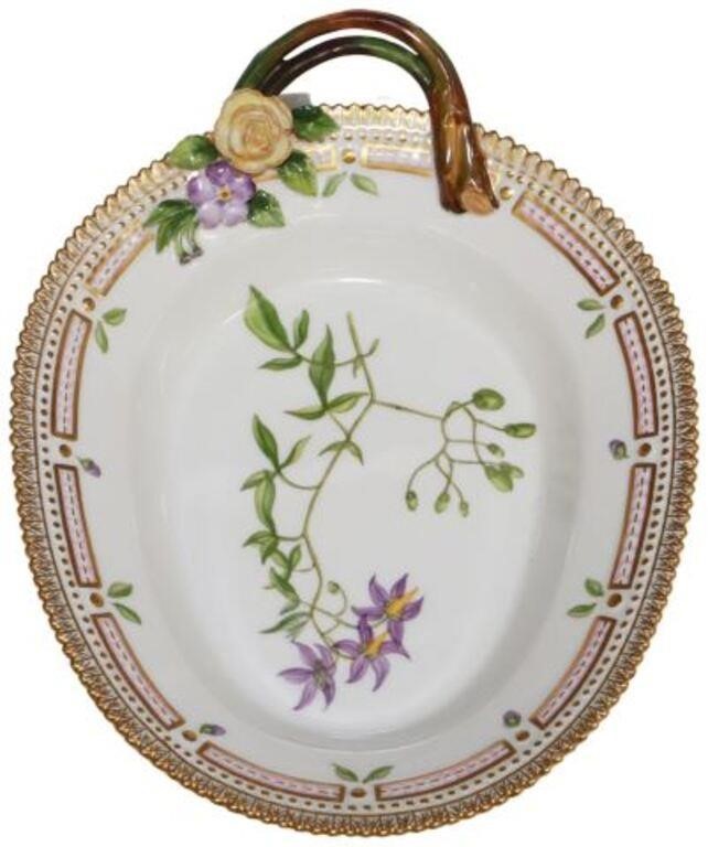 Appraisal: Royal Copenhagen Flora Danica porcelain oval handled pickle accent dish