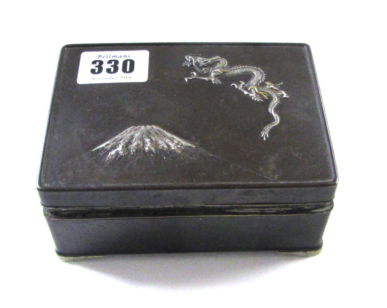 Appraisal: A Japanese Nogawa small iron rectangular box Meiji period the