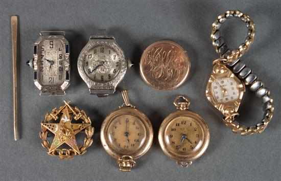 Appraisal: Group of K gold watches and jewelry including two white