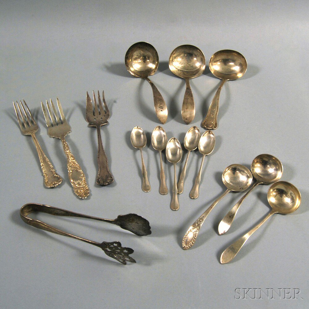 Appraisal: Fifteen Small Sterling Silver Flatware and Serving Items three gravy