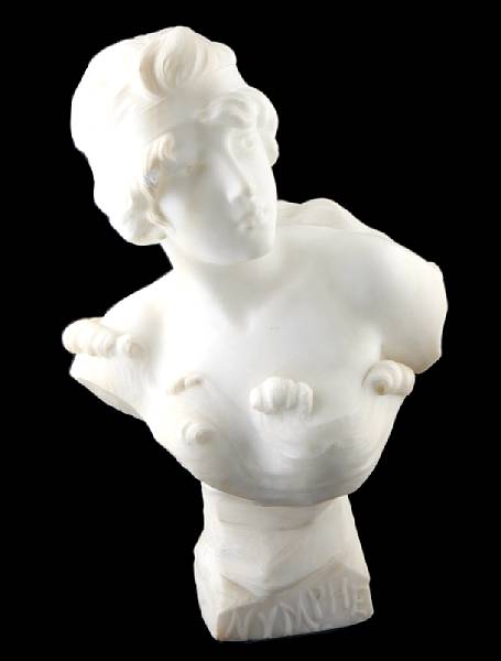 Appraisal: An Art Nouveau carved alabaster bust of a maiden Nymphe