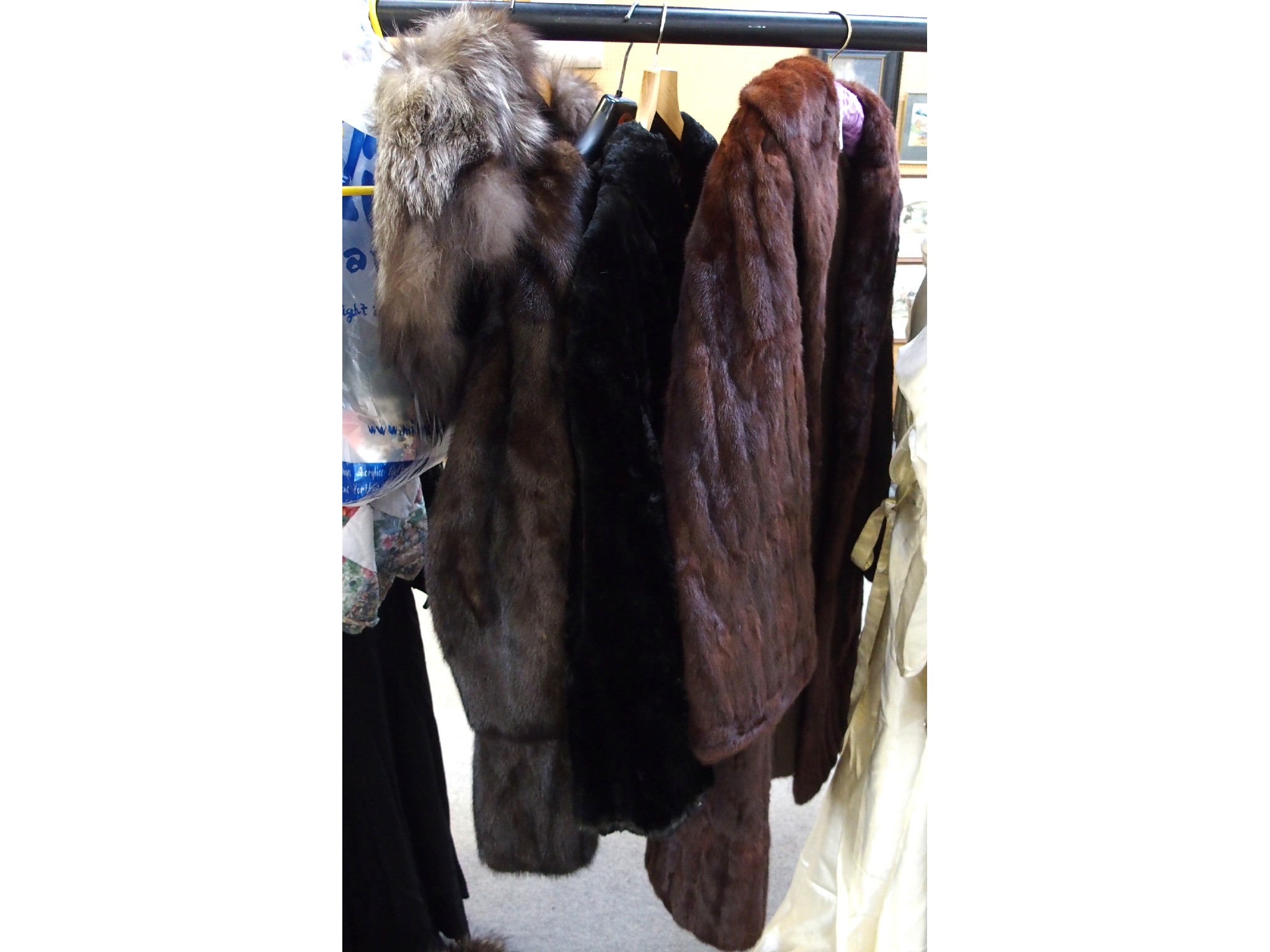 Appraisal: Two fur coats fur jacket fox fur shrug and assorted