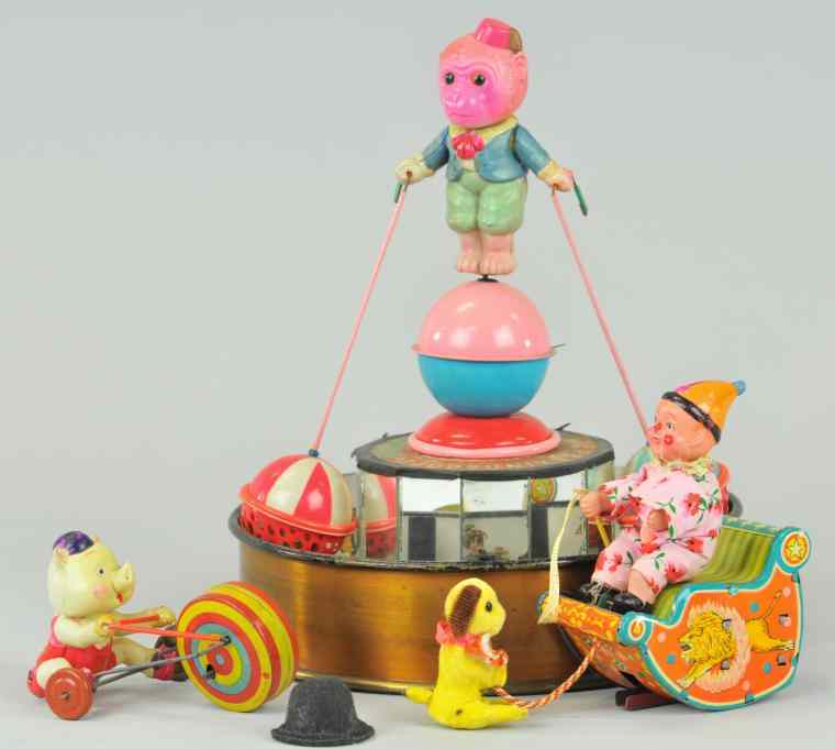 Appraisal: GROUPING OF VARIED TOYS Lot includes celluloid Monkey on ball