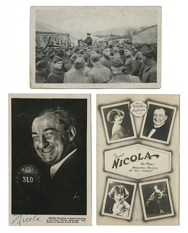 Appraisal: Three Nicola Magic Postcards One Signed Nicola William Mozart Nicol