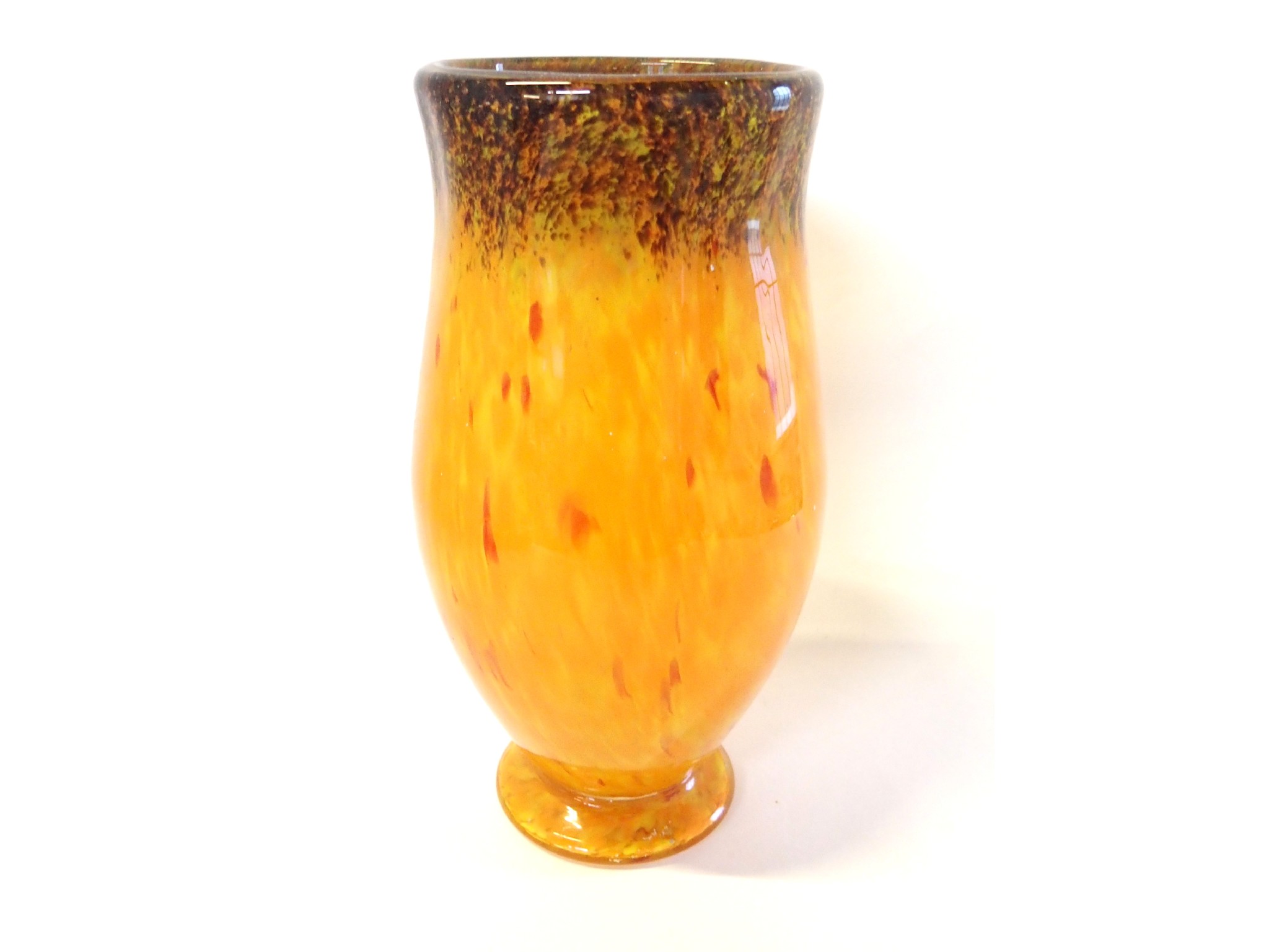 Appraisal: An art glass vase in mottled orange yellow