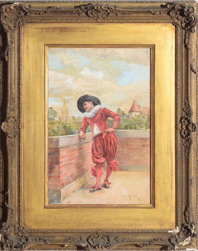 Appraisal: JEAN CHARLES MEISSONIER - LA TERRACE Gouache on paper signed