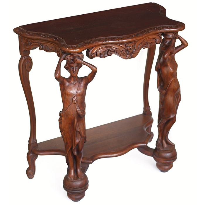 Appraisal: Tauber Brothers console Art Nouveau style carved mahogany with figural