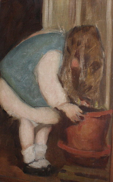 Appraisal: ENGLISH SCHOOL TH TH CENTURY A child crouching over a