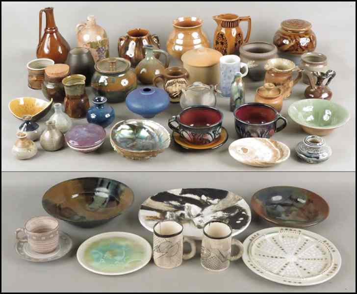 Appraisal: COLLECTION OF POTTERY AND CERAMICS Comprising vessels bowls and decorative