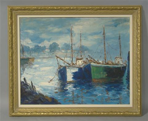 Appraisal: CESARE RICCIARDI AMERICAN - SAIL BOATS Oil on canvas x