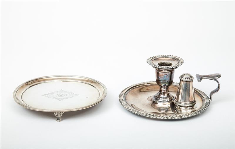 Appraisal: George III Monogrammed Silver Tripod Waiter Peter Anne and William