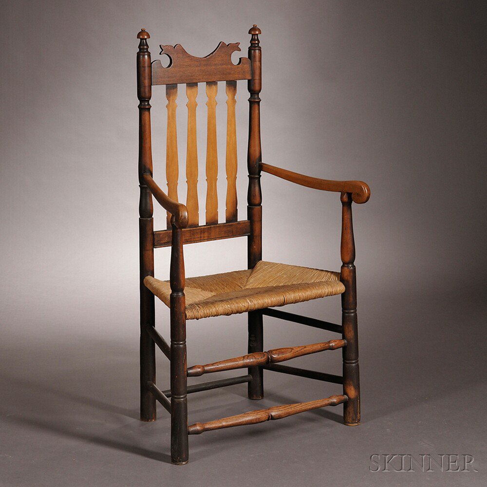 Appraisal: Banister-back Armchair possibly Portsmouth New Hampshire th century with shaped