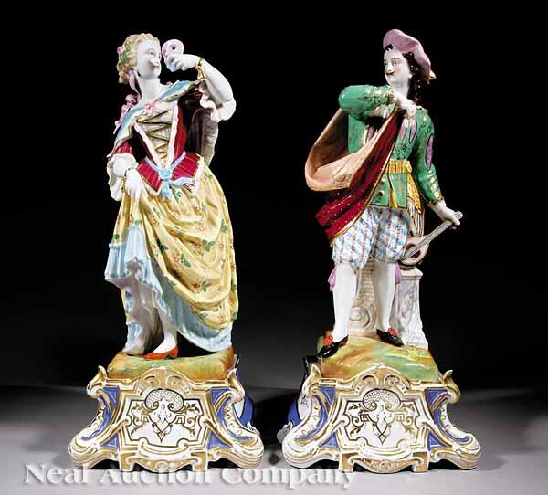 Appraisal: A Pair of Large Paris Porcelain Figures on Stands th