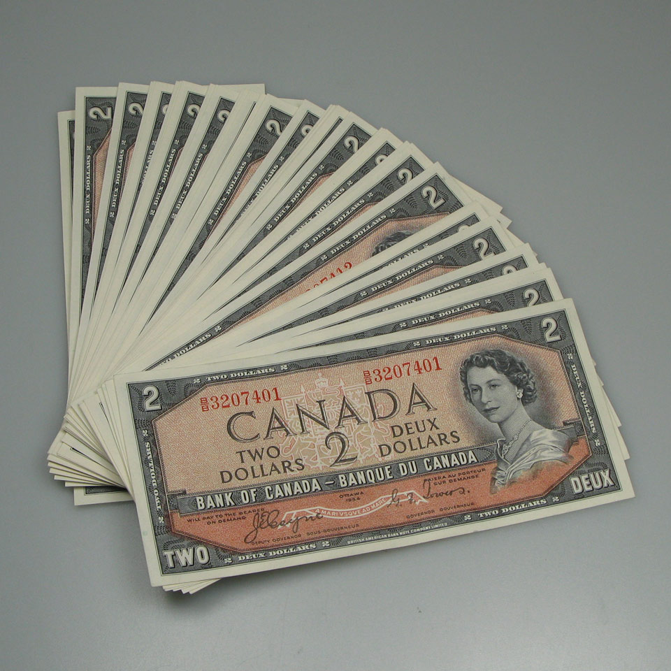 Appraisal: Canadian Devils Face Bank Notes with consecutive serial numbers