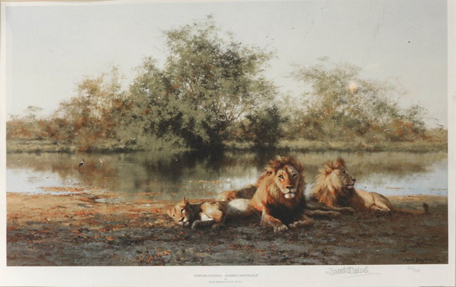 Appraisal: David Shepherd British b African Evening - Zambezi Waterhole signed