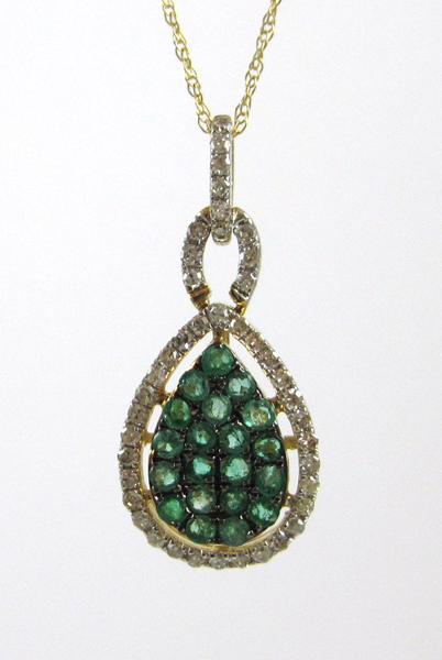 Appraisal: EMERALD AND DIAMOND PENDANT NECKLACE suspended on an inch k