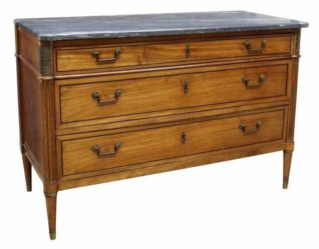 Appraisal: French Louis XVI style mahogany commode th c having a