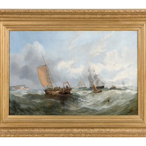 Appraisal: Manner of William Adolphus Knell British - Shipping Boats off