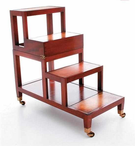 Appraisal: Georgian style mahogany metamorphic library steps four steps with tooled