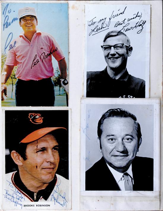 Appraisal: Autographs Sports figures including Roberto Clemente Brooks Robinson Lee Trevino