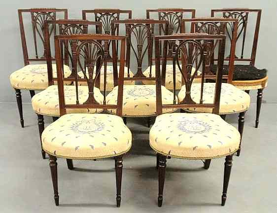 Appraisal: Rare set of eight Philadelphia Federal mahogany side chairs c