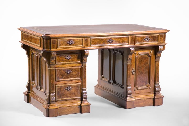 Appraisal: Fine American Renaissance Revival Double-Pedestal Desk third quarter th century