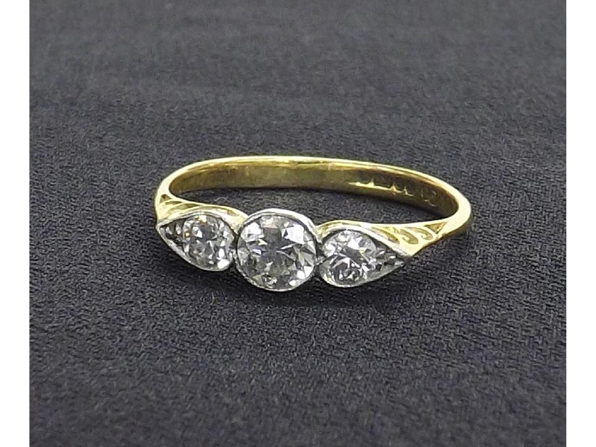 Appraisal: ct old-cut diamond three stone ring ct approx ring size