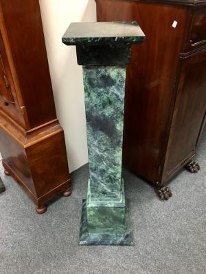 Appraisal: A faux marble plinth square with green veined decoration cm