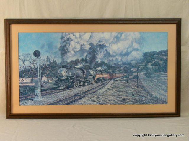 Appraisal: Harlan Hiney Engine Train Print - Framed - Title A