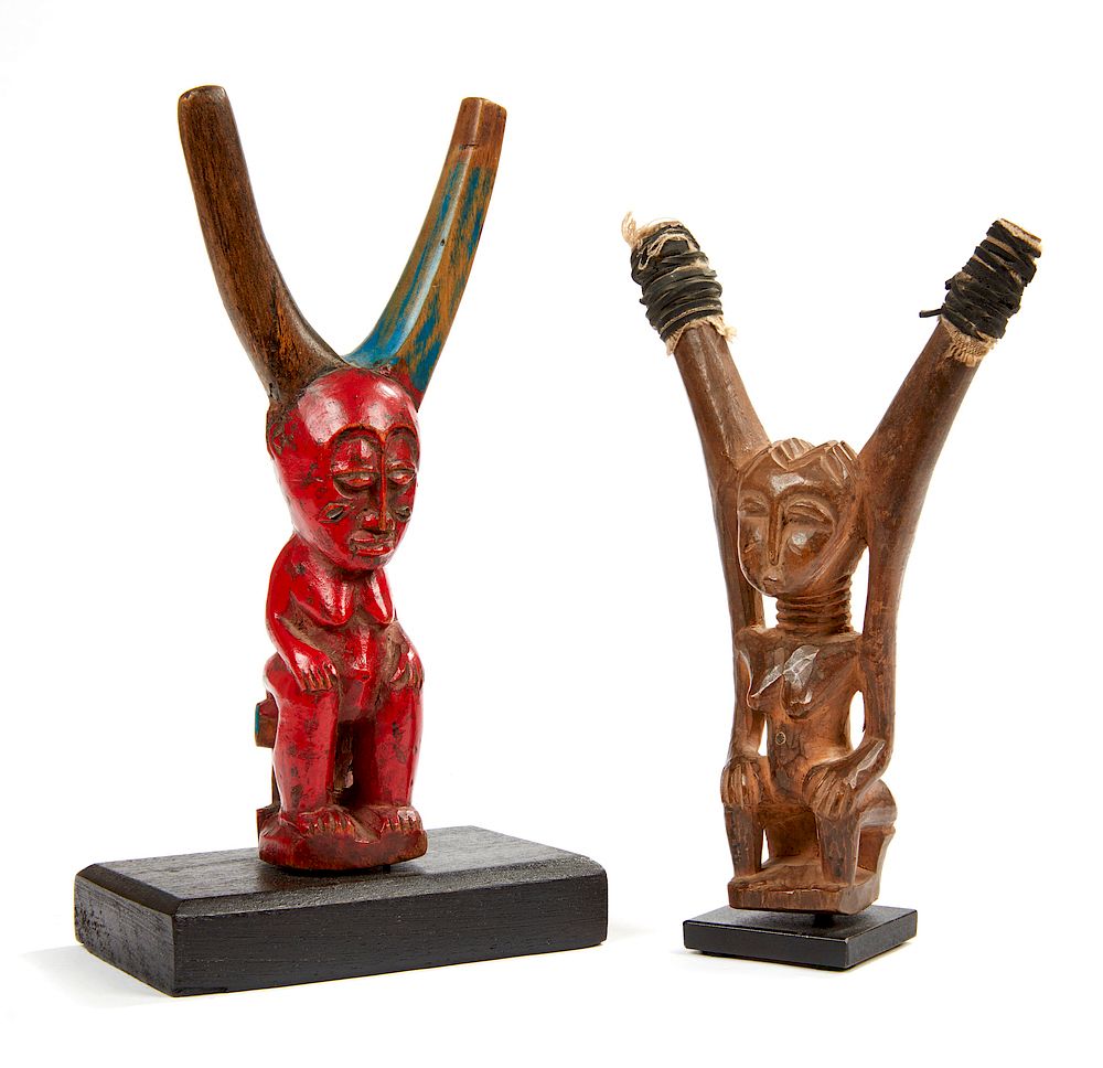 Appraisal: Two Baule Mali Sling Shots Two Baule Mali figural wood