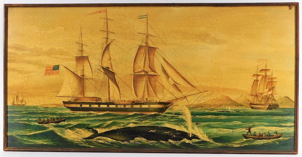 Appraisal: Aft Louis Lebreton O P Whaling Maritime Painting French th