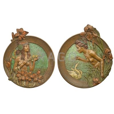 Appraisal: ERNST WAHLISS RSTK Amphora plaques w nudes Condition Report