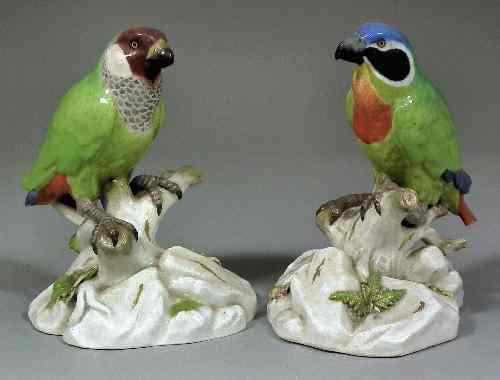 Appraisal: A pair of th Century Meissen porcelain figures of parrots