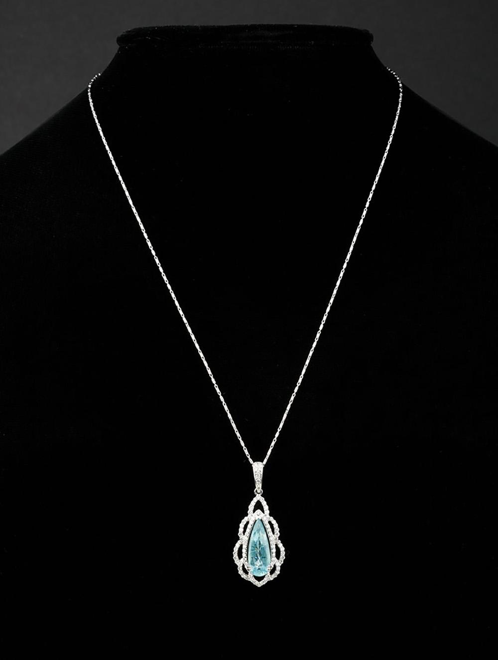 Appraisal: kt White Gold Aquamarine and Diamond Pendant with kt White