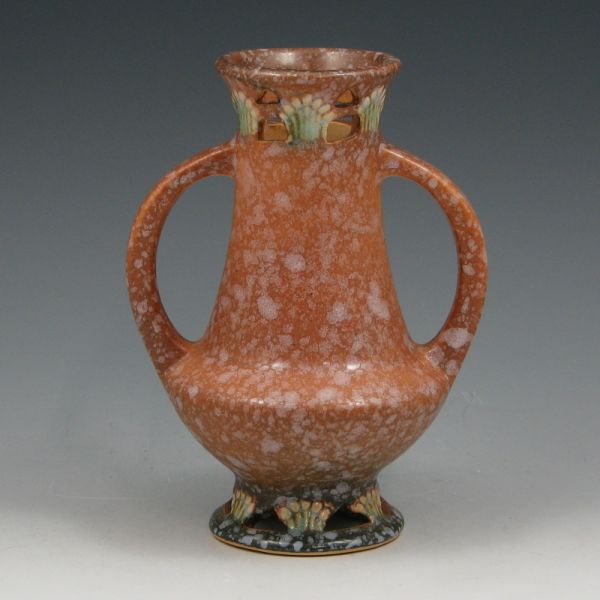 Appraisal: Roseville Ferella - handled vase in brown Unmarked Mint tall