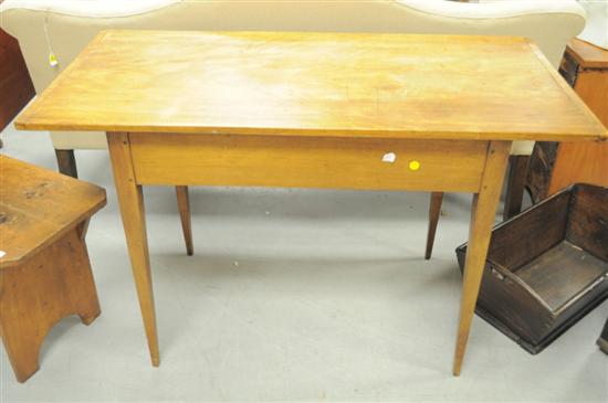 Appraisal: Work table oblong breadboard top straight tapered legs top checked