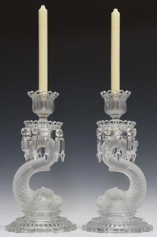 Appraisal: pair French Baccarat art crystal candlesticks each having single candle