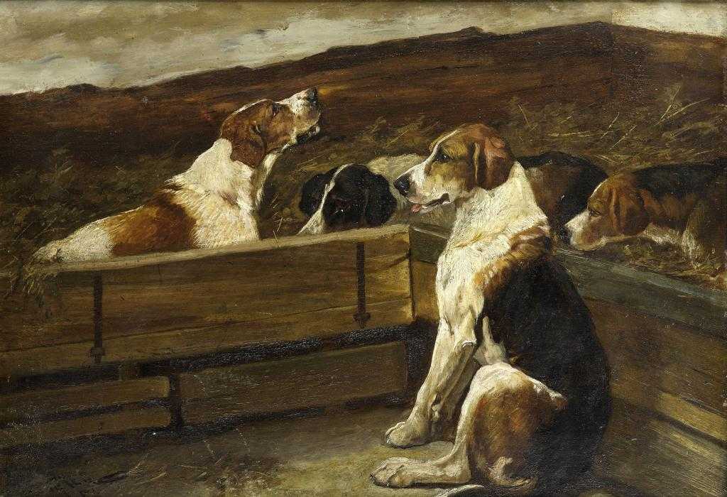 Appraisal: WRIGHT BARKER RBA - FOX HOUNDS OF RUFFORD KENNELS signed