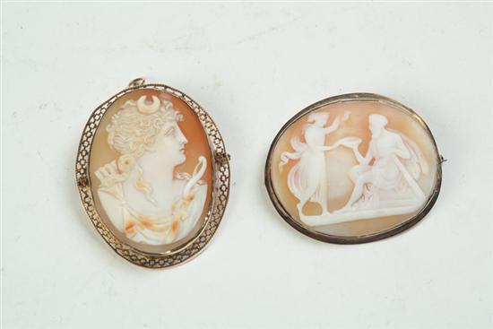 Appraisal: TWO SHELL CAMEOS Both late th century One with Artemis