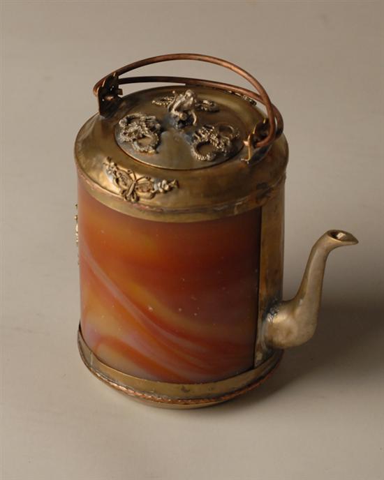 Appraisal: A Metal Mounted Agate or Onyx Teapot the lid having