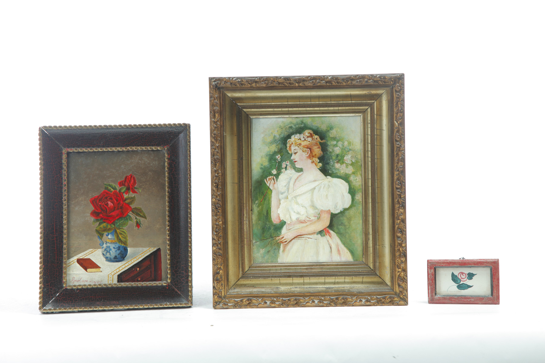 Appraisal: THREE ASSORTED AMERICAN PAINTINGS Late th-early th century Two oils