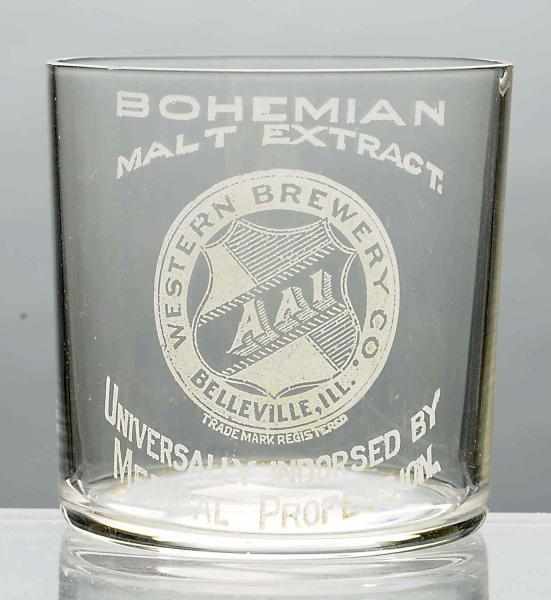 Appraisal: Bohemian Malt Extract Acid-Etched Beer Glass Western Brewery Company Universally