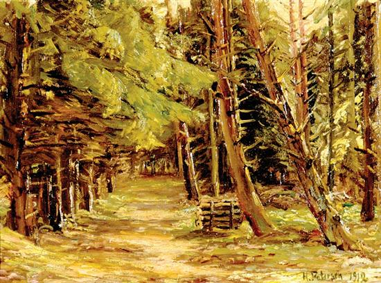 Appraisal: Hans Gyde Petersen manner of Danish - FOREST PATH oil