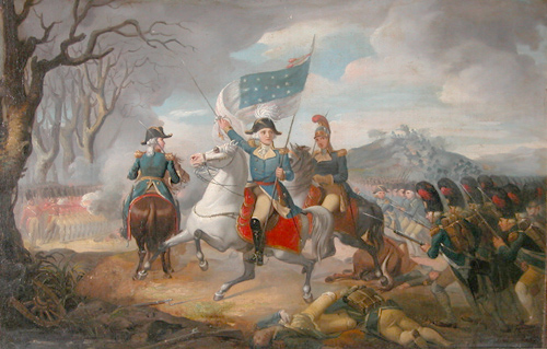 Appraisal: General George Washington Engaged in Battle th Century Indigenous American