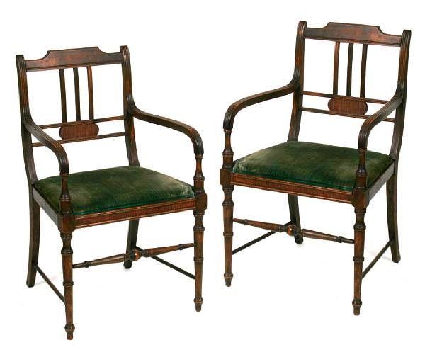 Appraisal: A pair of Regency mahogany armchairs height in