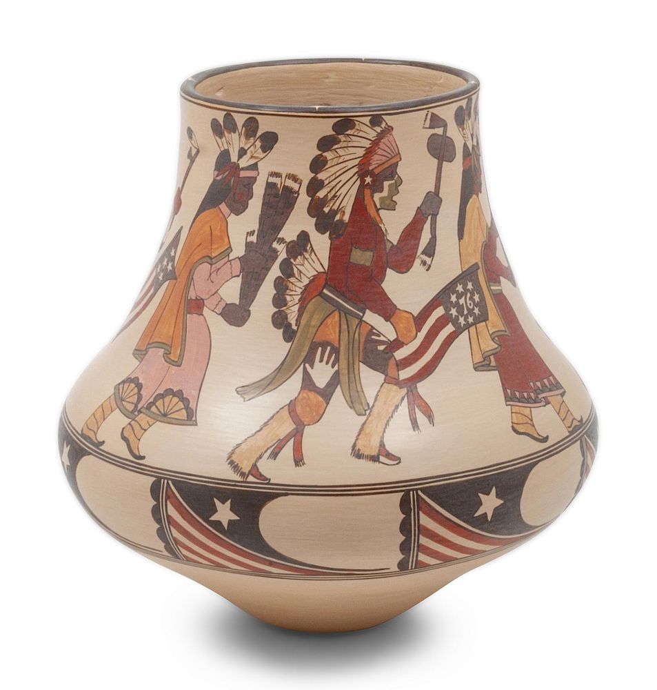 Appraisal: Lois Gutierrez Santa Clara b Polychrome Jar depicting the Santa