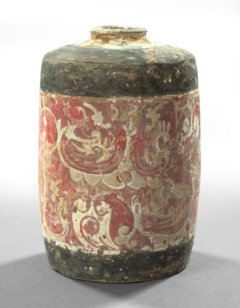 Appraisal: Rare Han Dynasty Polychromed Pottery Vase B C - A