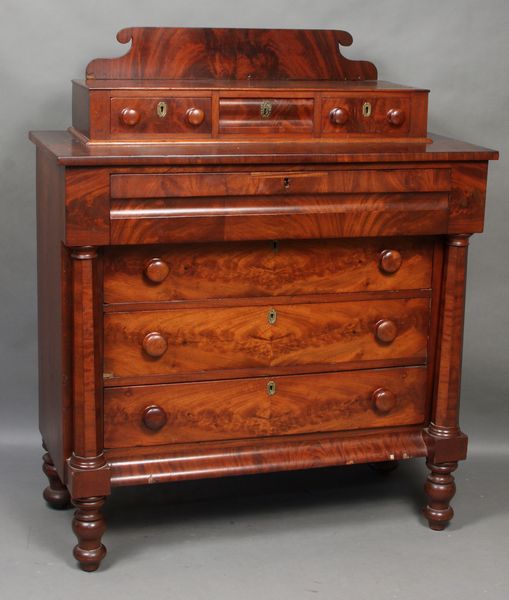 Appraisal: Early th Century Classical Empire mahogany chest with columns h