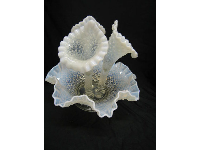 Appraisal: Fenton Opalescent Art Glass Epergne triple tily